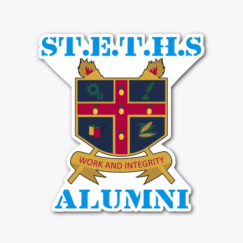 STETHS ALUMNI STICKER BLUE TXT